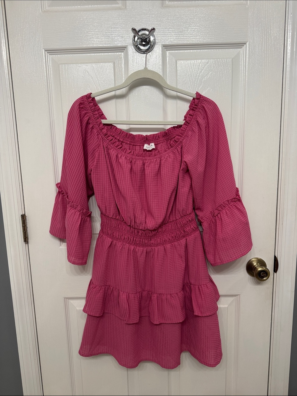 Le Lis Pink Off-Shoulder Ruffle Dress